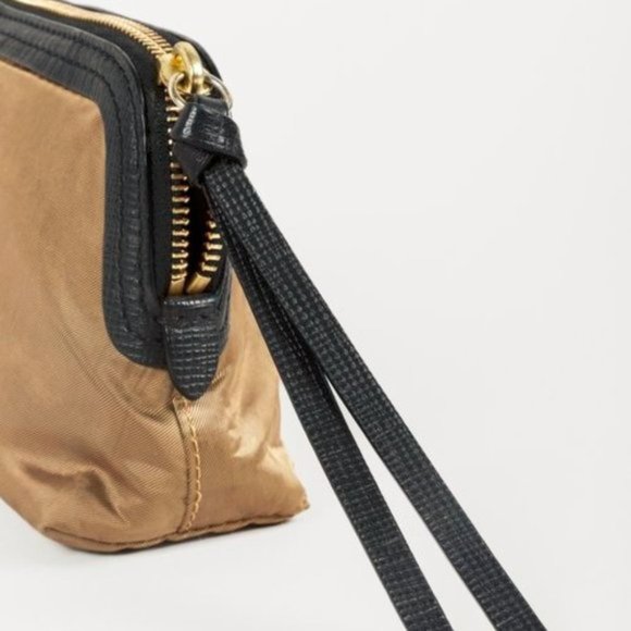 Burberry Gold Satin Leather-Trim Pouch - Picture 6 of 6